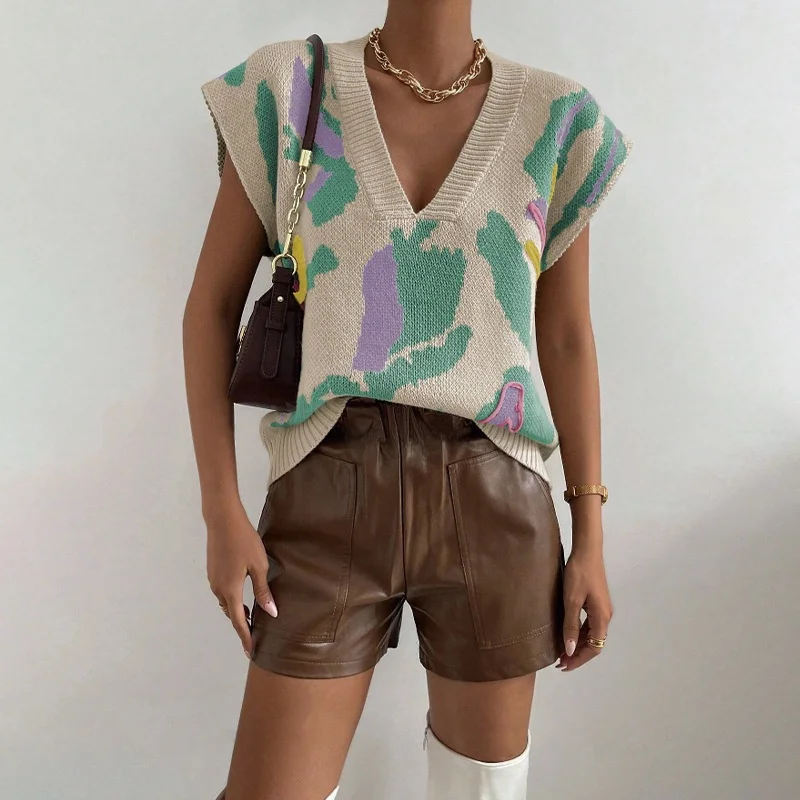 

Моющийся вязаный свитер, жилет, темперамент, полиэфирное волокно, хлопок, весенний сезон для молодых женщин, обычная длина