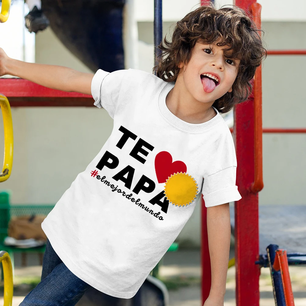 

TE PAPA EL MEJOR DEL MUNDO Letter Kids T-shirt Casual Comfort Girl Boy T Shirt Short Sleeve Crew Neck Tee Top Best Gift To Child