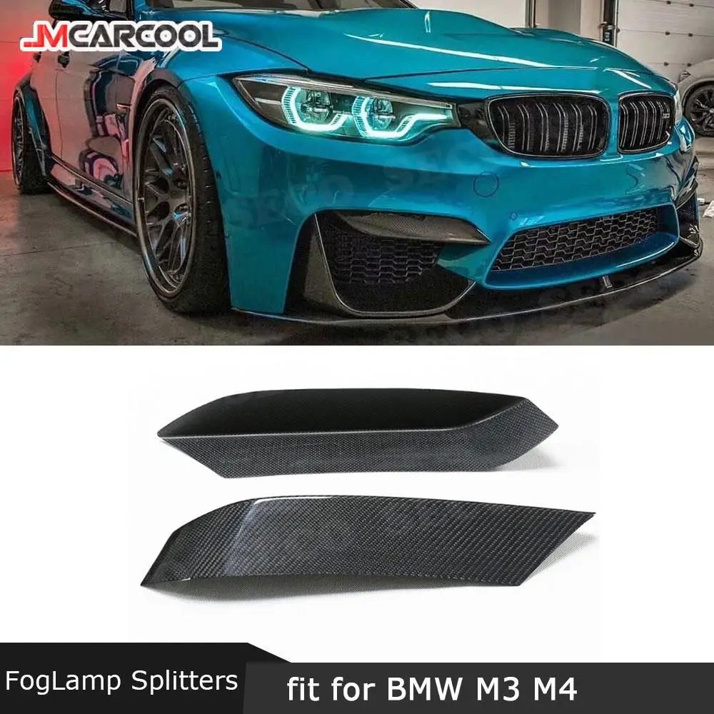 

JMCARCOOL Carbon Fiber Front FogLamp Corner Splitters Covers Trim For BMW F80 M3 F82 F83 M4 2014-2018 Eyelids Strips Stickers