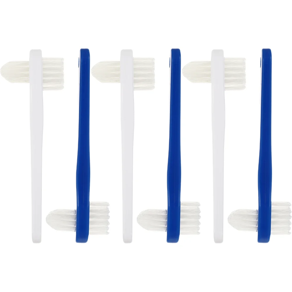 

6 Pcs Detergent Double Headed False Toothbrush Travel Oral Care Pp Home Denture Cleaning Fake Teeth