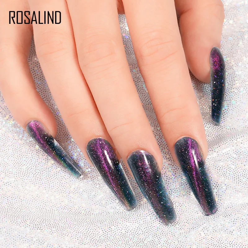 ROSALIND 15ml Cat Eye Poly Nail Gel Trendy Colors Quick Extension Nail Gel Long Lasting Safe Acrylic Crystal Gel DIY Fancy