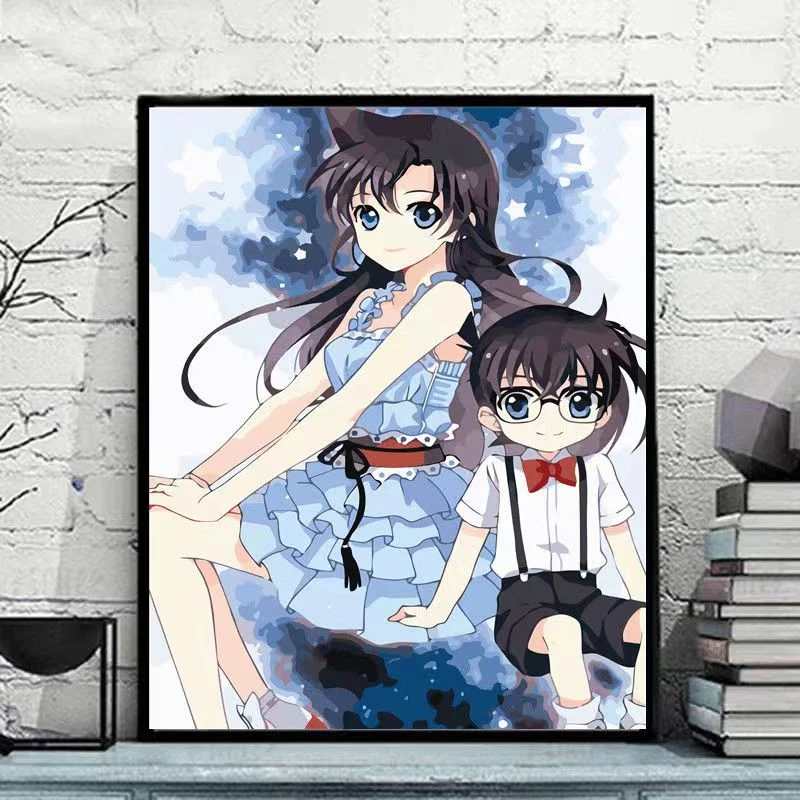 Oil Painting Detective Conan Anime By Numbers Modern Wall Decor for Living Room Bedroom Perfect Gift No Frame
