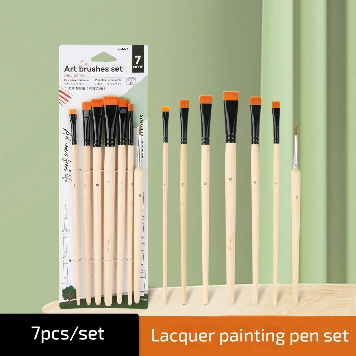 7-piece Set paint Brush Flat Head Nylon hair Special brush for beginners in lacquer art  Acrylic Oil Painting Pen Drawing Tool