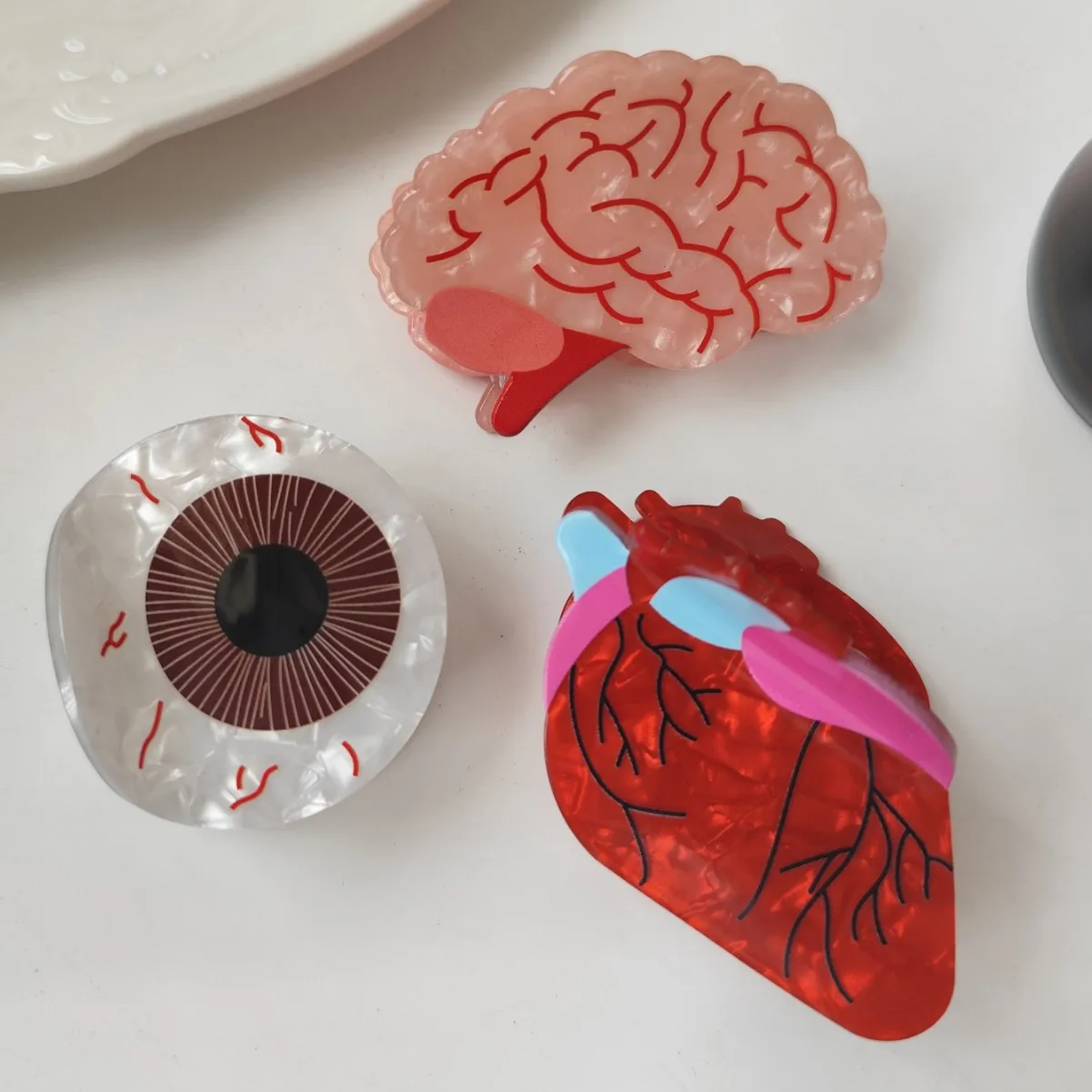 1pc Creative Fun Pill Heart Medical Series Claw Clip,Brain Heart Hairpin,Costume Party Hair Accessory,Tooth Hair Clip