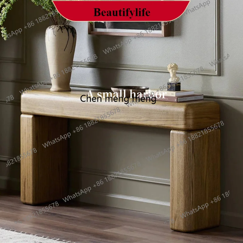 G153 Medieval entrance table American retro old solid wood entrance table Display table behind the sofa
