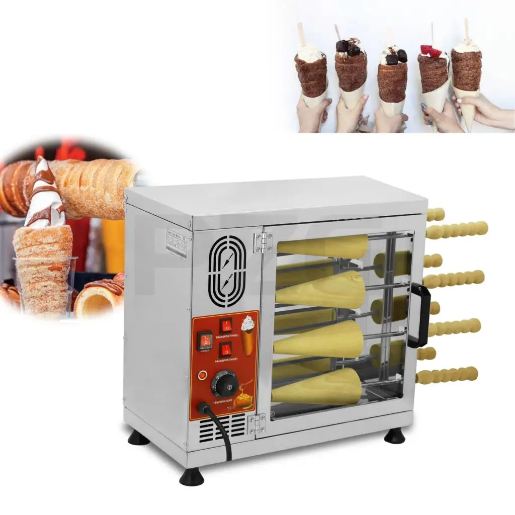 

16 Wood Rolls Commercial Hungarian Kurtos Kalacs Machine Electric Ice Cream Cone Chimney Cake Oven Maker Machine