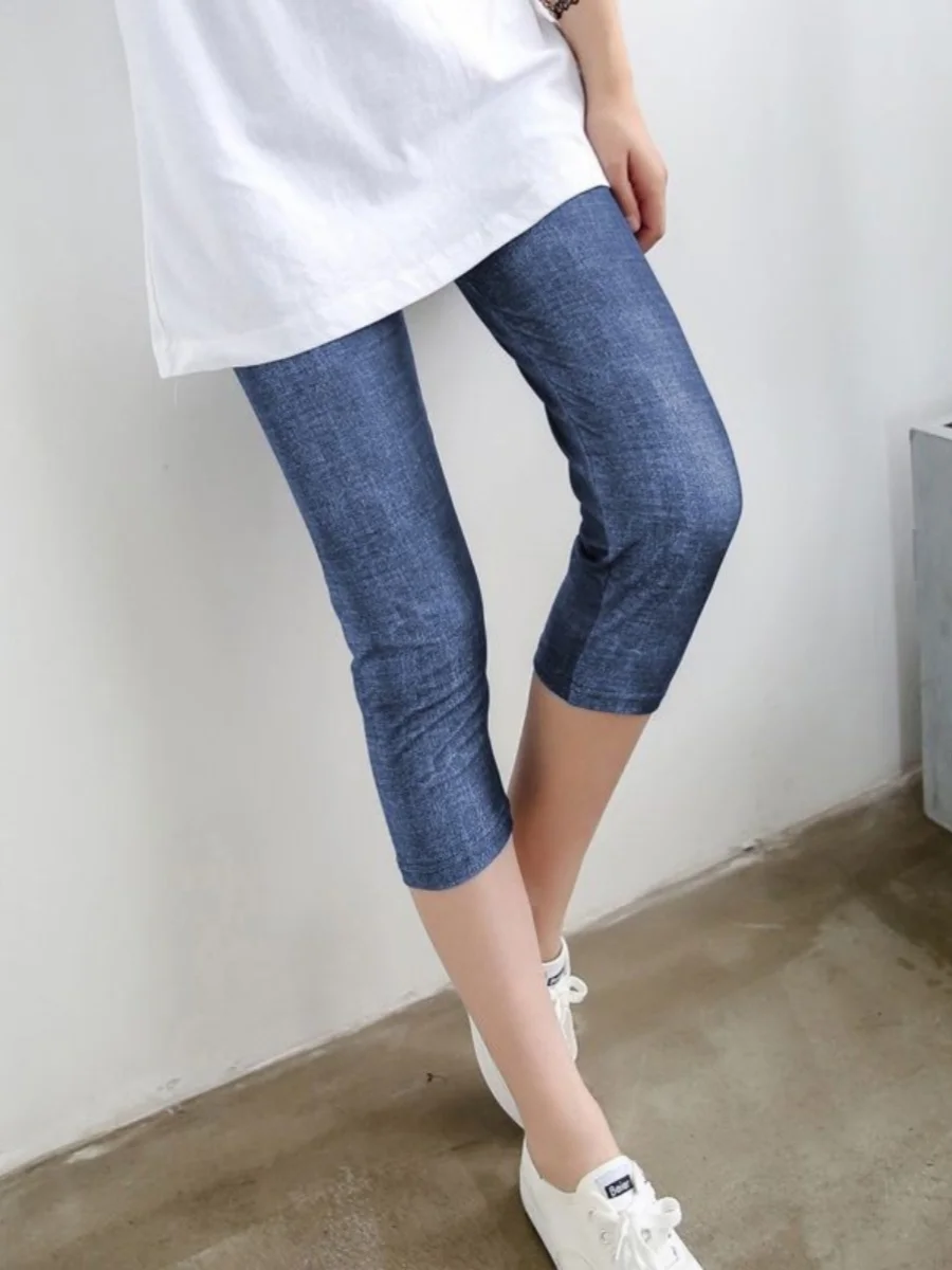 

Летние тонкие женские брюки для йоги с вертикальными полосками, эластичные, длиной семь четвертей, с принтом, модные, для активного отдыха, больших размеров