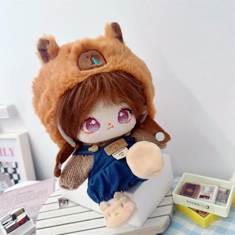 Topi Capybara lucu 20cm sweter Cinta setelan lengkap boneka mewah Kawaii boneka katun idola lembut aksesori baju DIY untuk anak perempuan