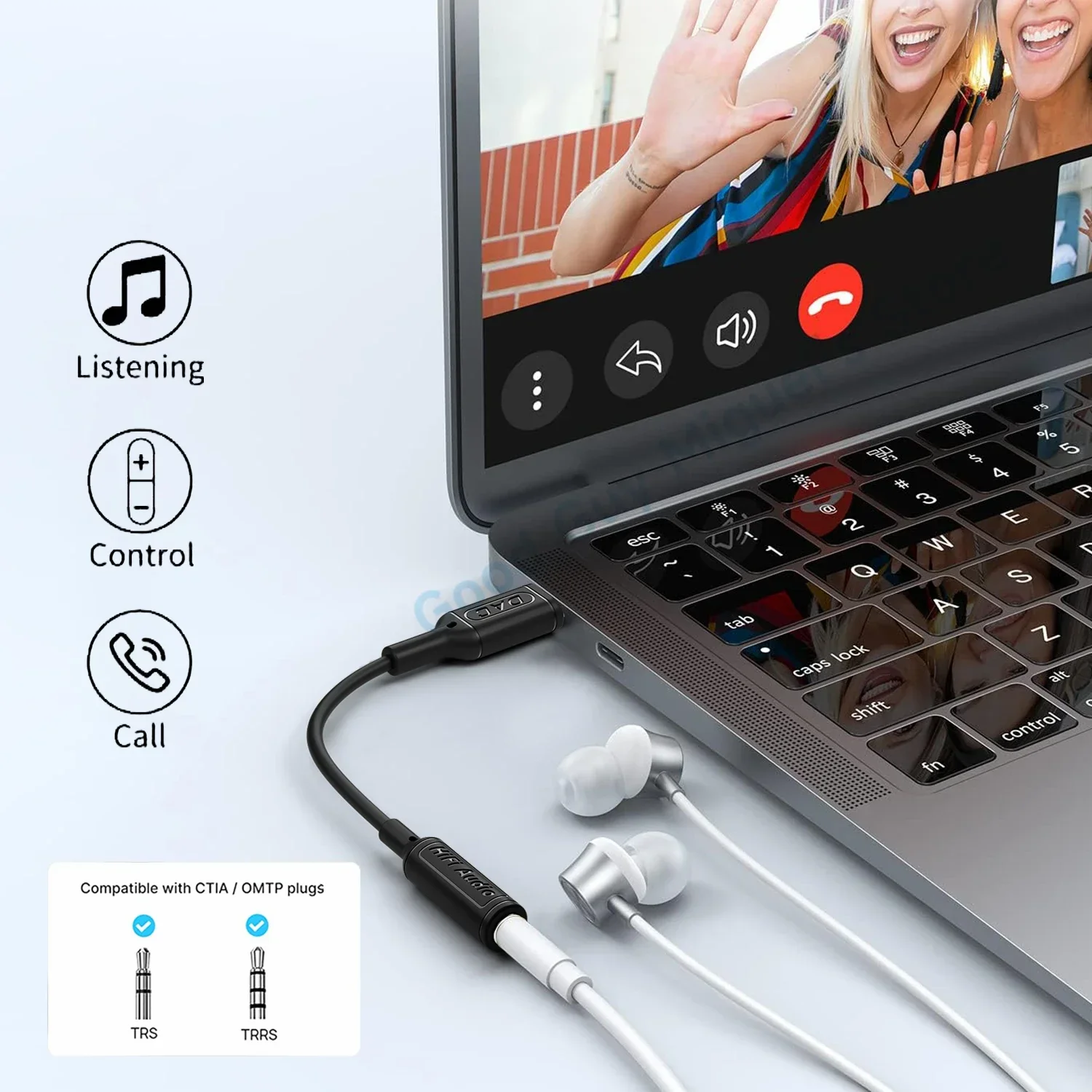 LOCONAQ Dac 휴대용 USB C 타입 디지털 아날로그 변환기, 오디오 어댑터, 지지대 마이크, 48 khz, 3.5mm