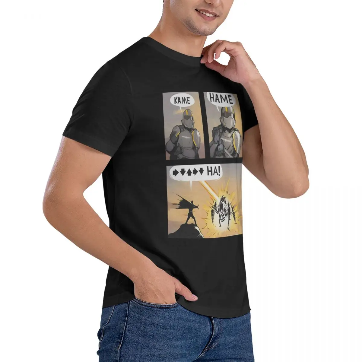 T-Shirt męski KAME HAME HA_ Śmieszne 100% bawełniane koszulki z krótkim rękawem Helldivers 2 T Shirt Okrągły dekolt Odzież Lato