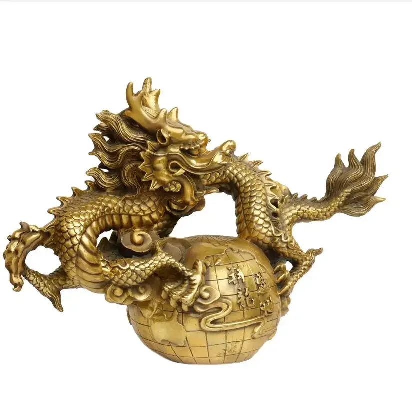 Pure brass Sheng Shixiang Long Sheng Xiao Long ornaments attract wealth Long living room office crafts Feng Shui ornaments