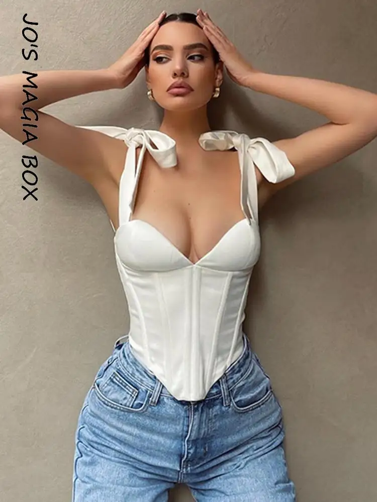 

Jo's Magia Box Bandage Cropped Corset Sexy Women's Top 2022 Summer Backless Sleeveless Casual Woman Crop Tops Party Holiday