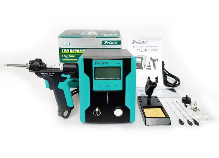 Pro'sKit SS-331H ESD pompa Desoldering listrik, LCD Digital BGA penyolderan vakum penyolderan Solder pengisap pistol tidur otomatis 110v/220v