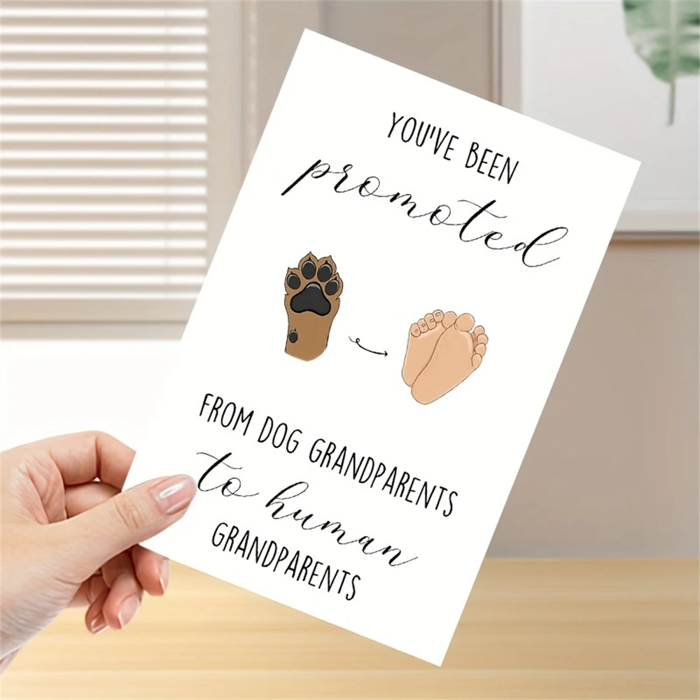 1pc，Funny Pregnancy Announcement for Grandparents, Cute Pregnancy Revel Card for Grandparents, Promoted from Dog Grandparents To