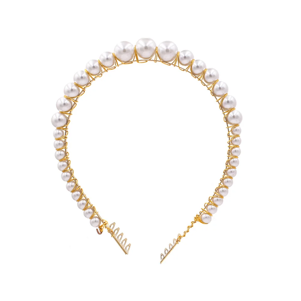 

Pearl Hair Accessories Elegant Bride Hoop Distinctive Headband Women Daily Wedding Pearl Material Long Lasting Fine Workmanship