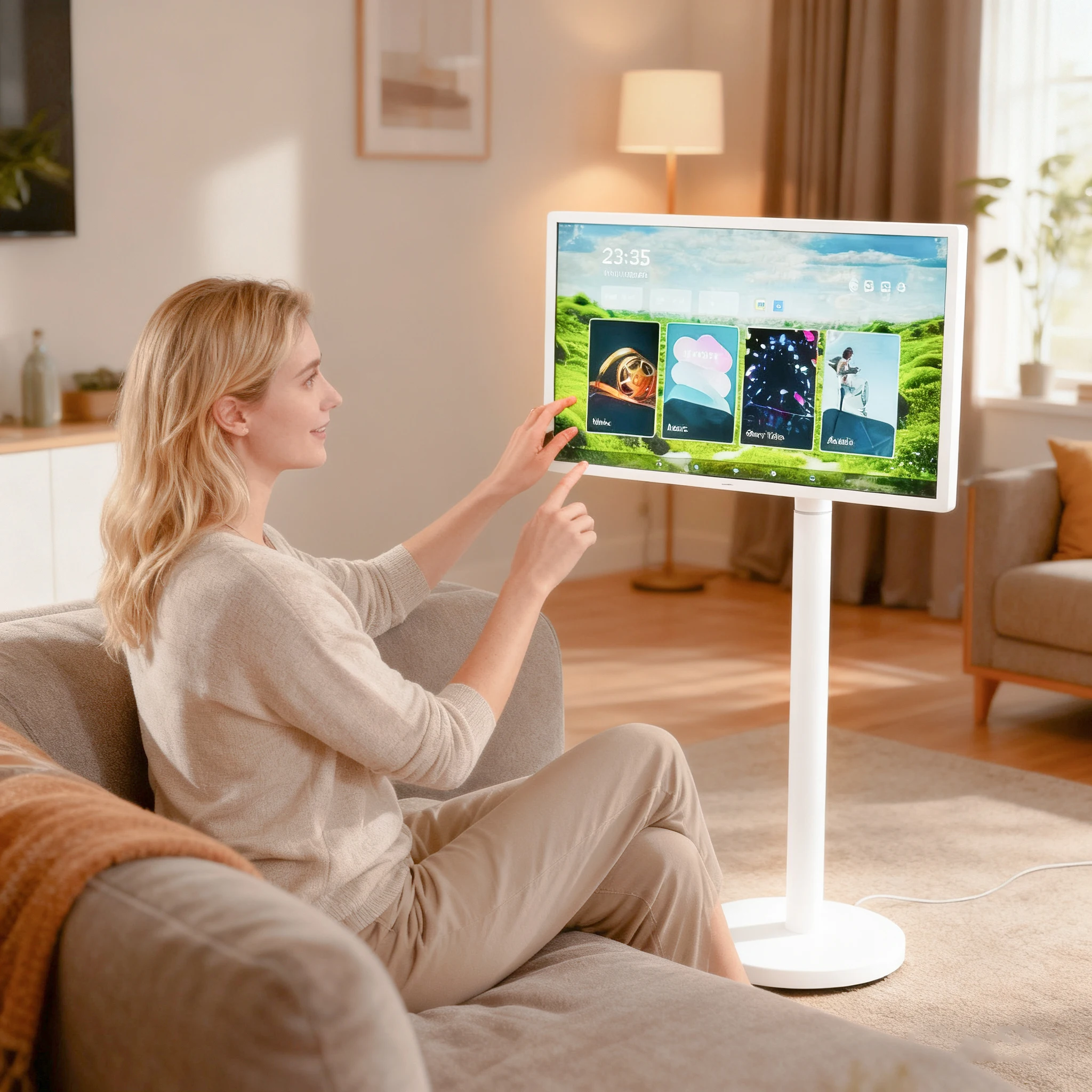 24 32 Inch Moveable Android Smart Screen with Built-in Battery IPS FHD Floor Standing Portable Monitor Wireless Standbyme TV