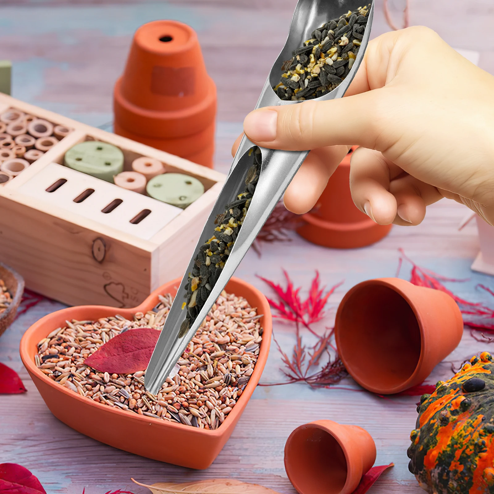 

2Pcs Stainless Steel Bird Feeder Food Spoons Small Large Size Cage Accessories Pet Scoop Easy Clean Parrot Finch Birds