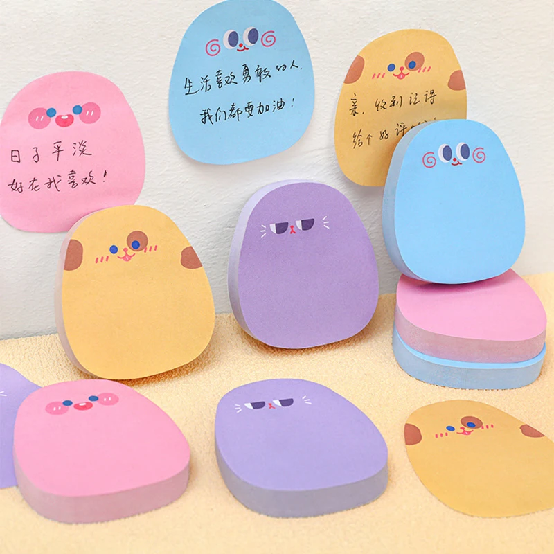 60 Sheets Creative Cartoon Memo Pads Cute Colored Emoticon Sticky Notes Leaving Messages Sticking Paper For Kids Gift