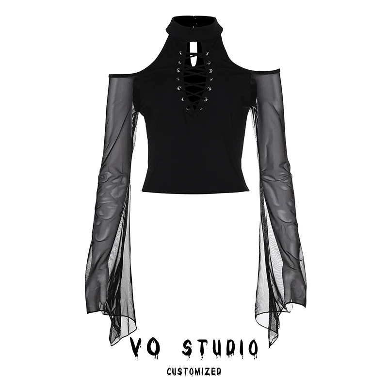 

Women's Fake Two Pieces Patchwork T-shirt Harajuku Y2k Tee Top 90s Aesthetic Vintage Korean Long Sleeve T-shirts 2000s Clothes