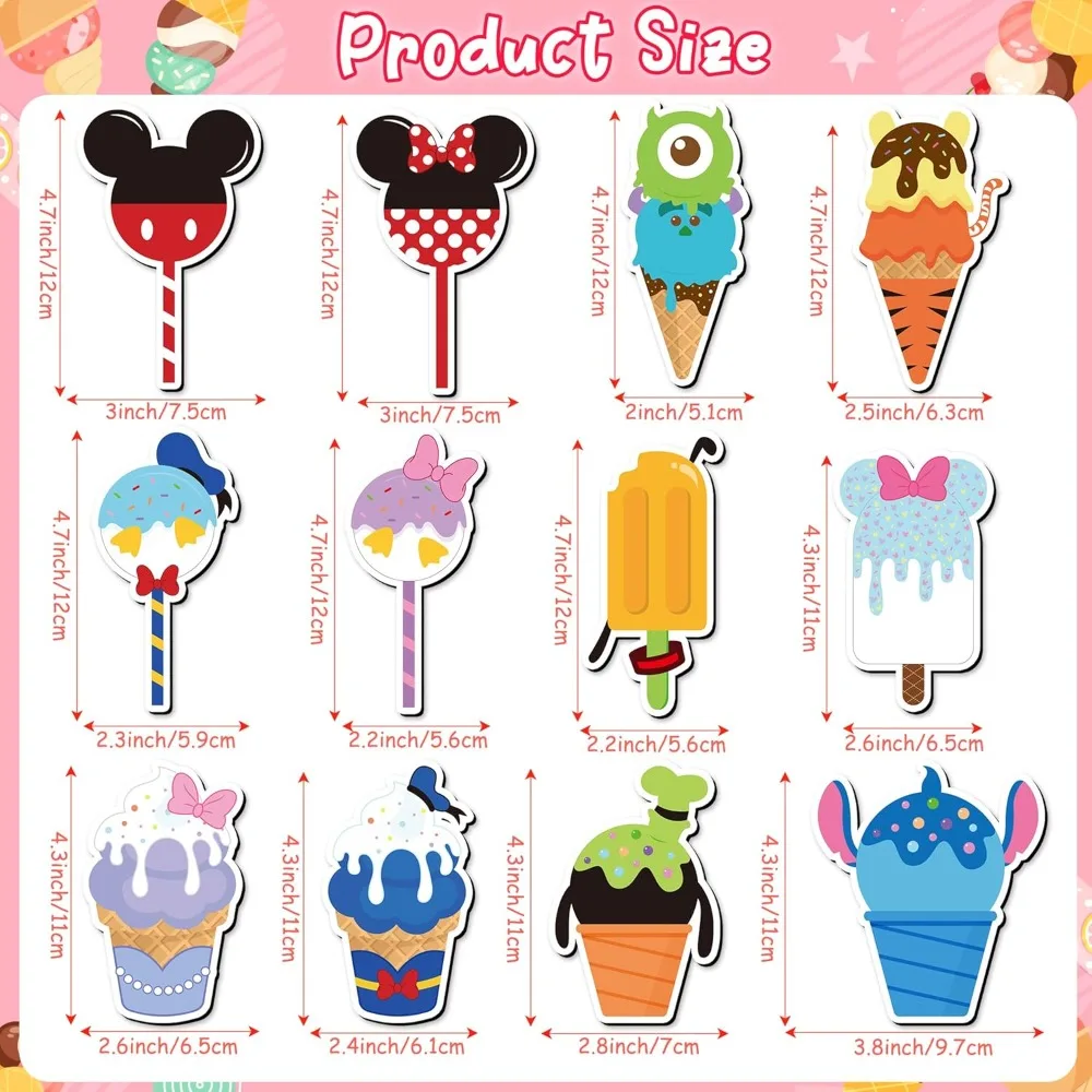 12er-Pack Sommer-Eiscreme-Kreuzfahrtmagnete, Cartoon-wasserfeste Aufkleber für Kühlschrank, Garage & Boot-Dekoration, Festivals & Karneval – Detail 2