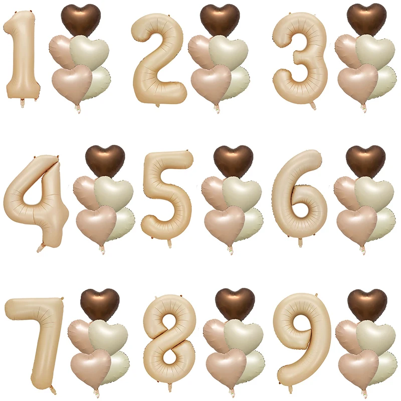 6 قطعة الكرمل القلب بالونات الهواء 1st عيد ميلاد سعيد بالونز 1 2 3 4 5 6 بيبي دش عدد احباط بالون الهيليوم استحمام الطفل Globos