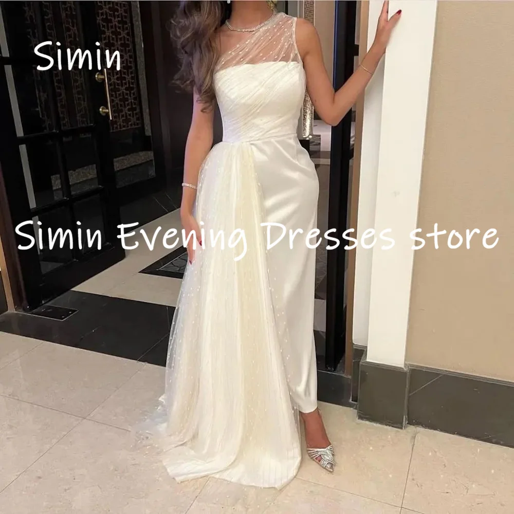 

Simin Satin Mermaid One-shoulder Lace Ruffle Formal Prom Gown Ankle-length Evening Elegant Party dresses for women 2023