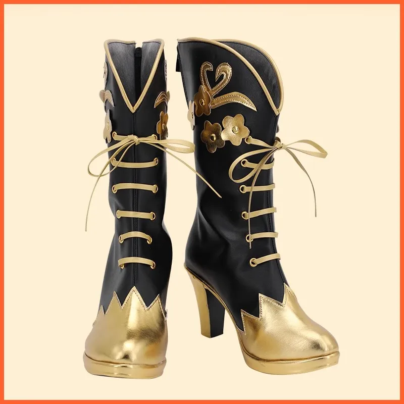 ヴィルシェーンハイトコスプレ黒ブーツ男性女性ハロウィンパーティーカーニバルロールプレイ衣装靴カスタマイズ