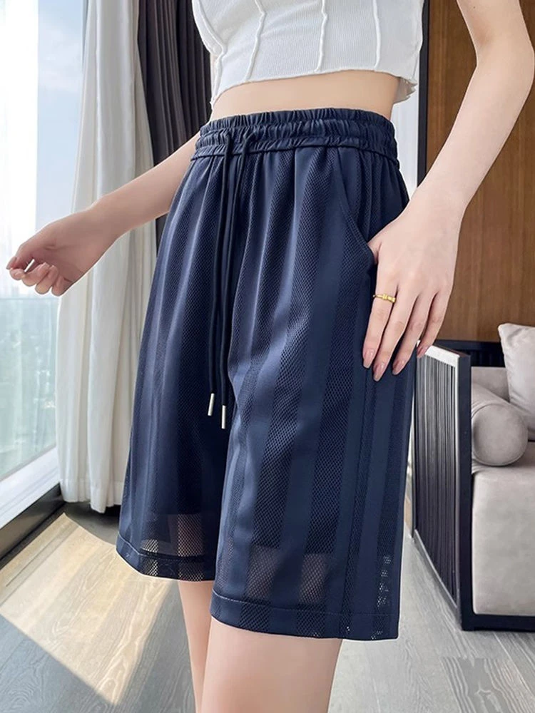 Shorts Women Summer Elastic Design Straight Thin Elegant Sporty Ladies Tender Korean Style Daily High Waist Fashion All-match