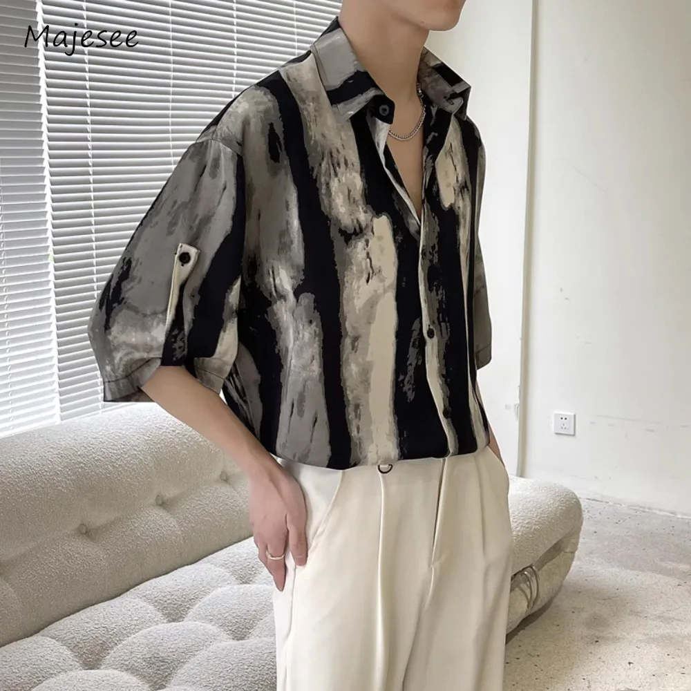 

Men Shirts Soft Tie Dye Printing Casual Skin-friendly Summer Temperament Gentle Designed Chinese Style Classical Hipster Fashion