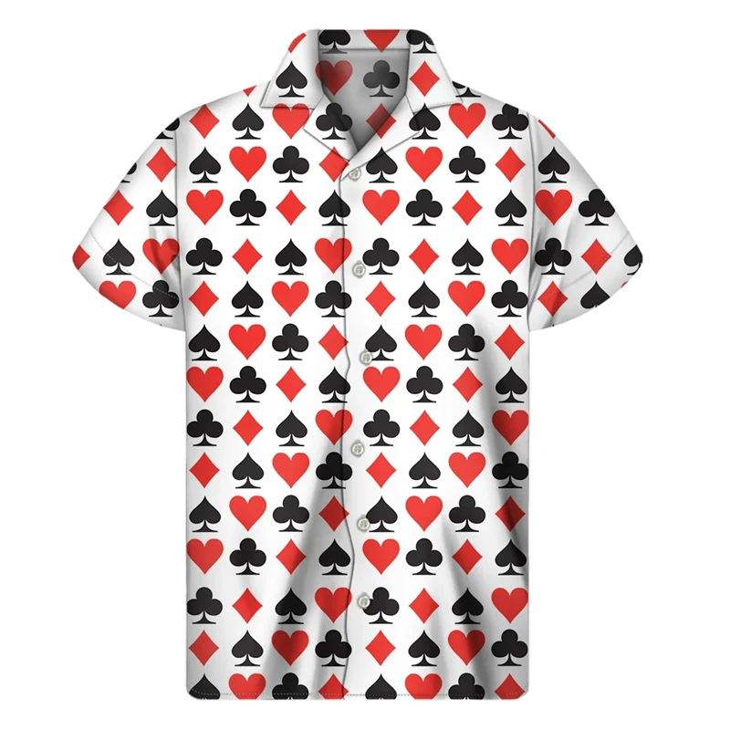 New 2024 Summer Shirt Hawaii Short-sleeved Blouse 3D Printed Poker Men Women Beach Travel Casual Oversized Shirts Tops Lapel 4XL