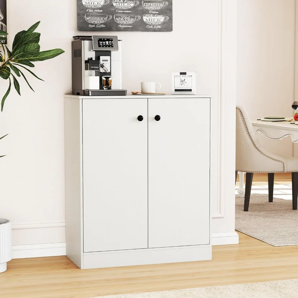 خزانة تخزين LOKO ذات بابين، خزانة أرضية حديثة مع رف من 3 طبقات، خزانة جانبية قائمة بذاتها مع جهاز مضاد للانزلاق، تخزين