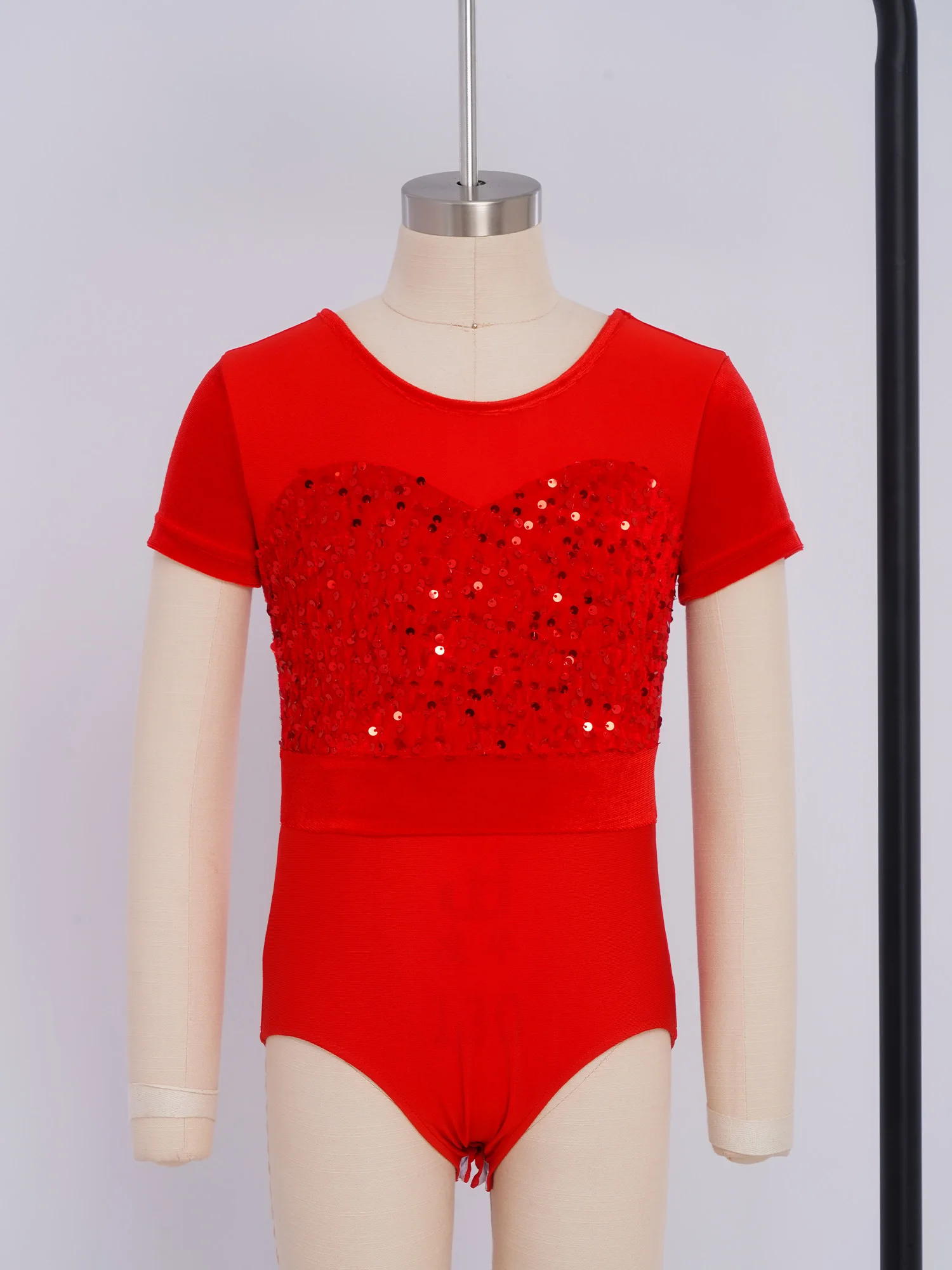 Kids Girls Ballet Dance Acrobatics Gymnastics Leotards Bodysuit Shiny Sequins Figure Skating Leotards Dance Performance Costume