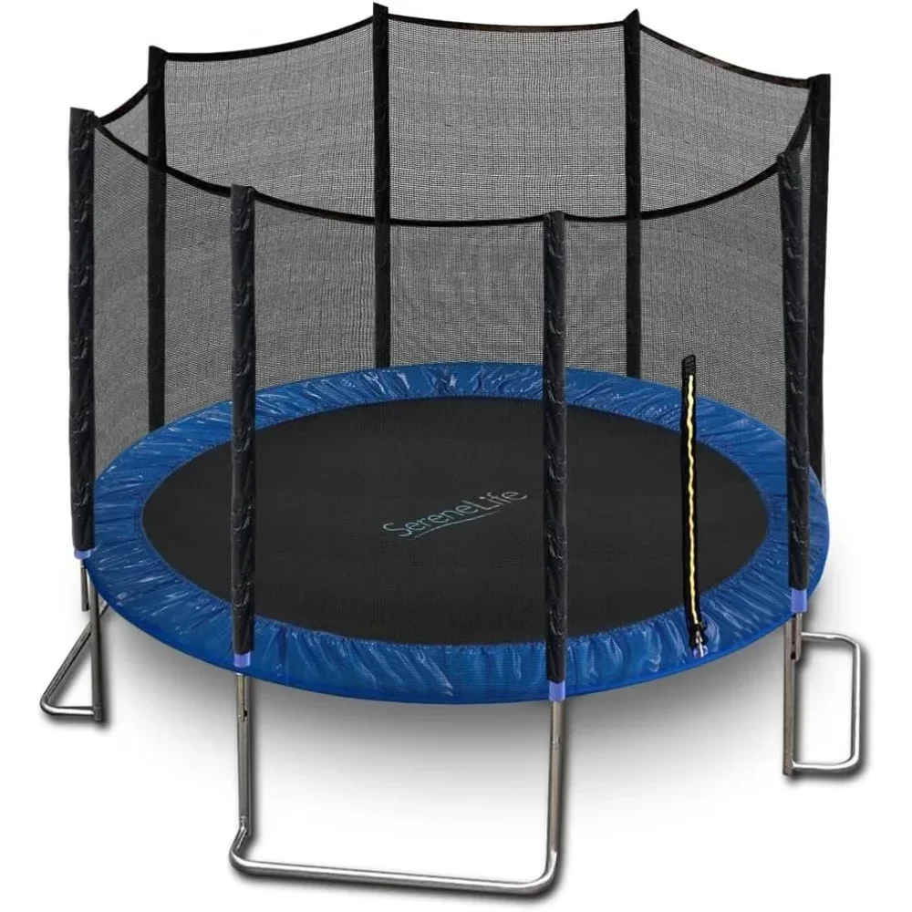 

SereneLife Outdoor Recreational Backyard Stable Strong Heavy Duty Trampoline Safety Enclosure Net AntiRust Coating Kids Spring