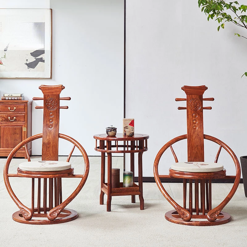 

Mahogany Balcony Chair Three-piece Coffee Table Combination Red Sandalwood Leisure Solid Wood Rosewood Chinese Furniture