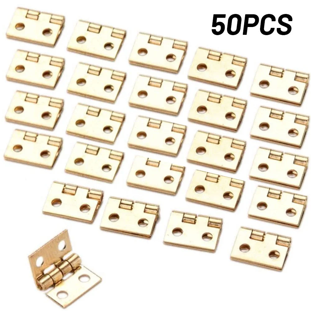 Bisagra de caja, 50 Uds., accesorios para caja de puerta artesanal, gran oferta dorada, piezas de repuesto fiables, útiles, 50 Uds., 8x10mm