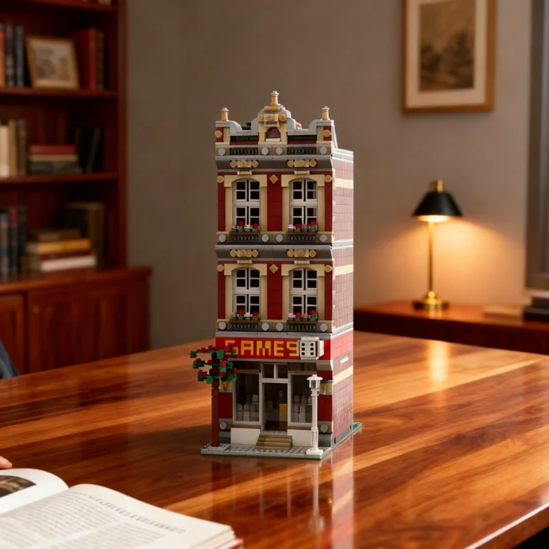 

2221pcs MOC Games Shop D2 dark red Modular Streetscape Model Building blocks Architecture toy Christmas gifts Brick Kids