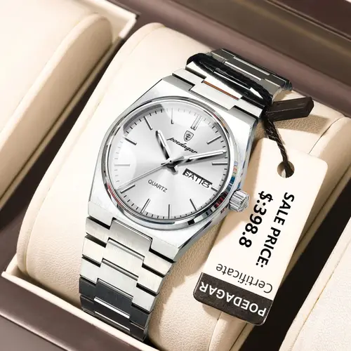 Imagen 2 del producto POEDAGAR Original nuevo reloj de mujer de acero inoxidable resistente al agua luminoso reloj de pulsera para mujer fecha semana elegante relojes de cuarzo para mujer