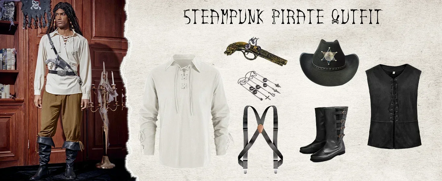 Herren Frühling Sommer Vintage Mittelalterliche Wikinger Baumwollhosen Halloween Mode Cosplay Piraten Renaissance Herrenhosen – Detail 7