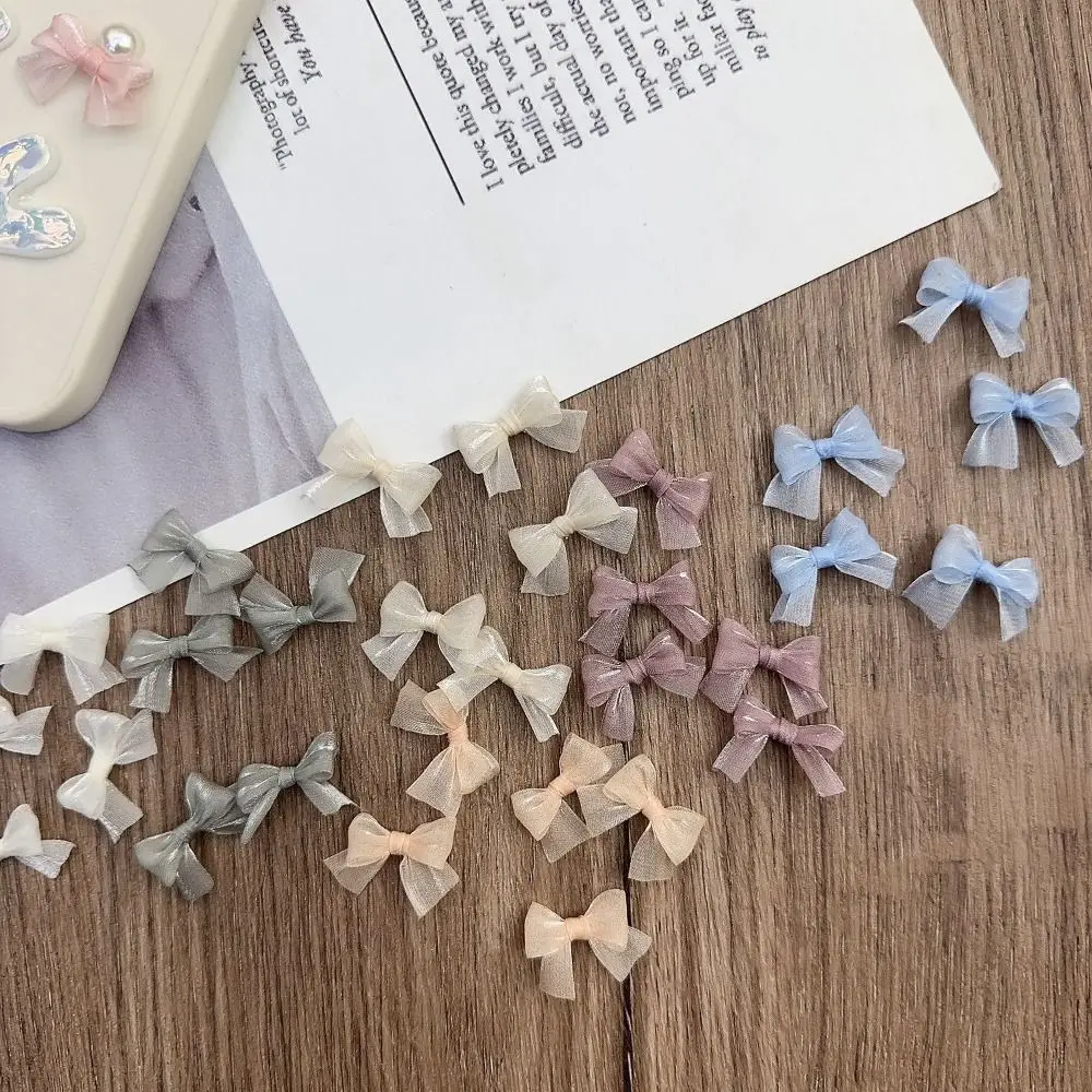 10pcs Colorful Bow Pearlescent Yarn Bow Charms French Elegant DIY Craft Supplies Craft Decoration Nail Art Decoration