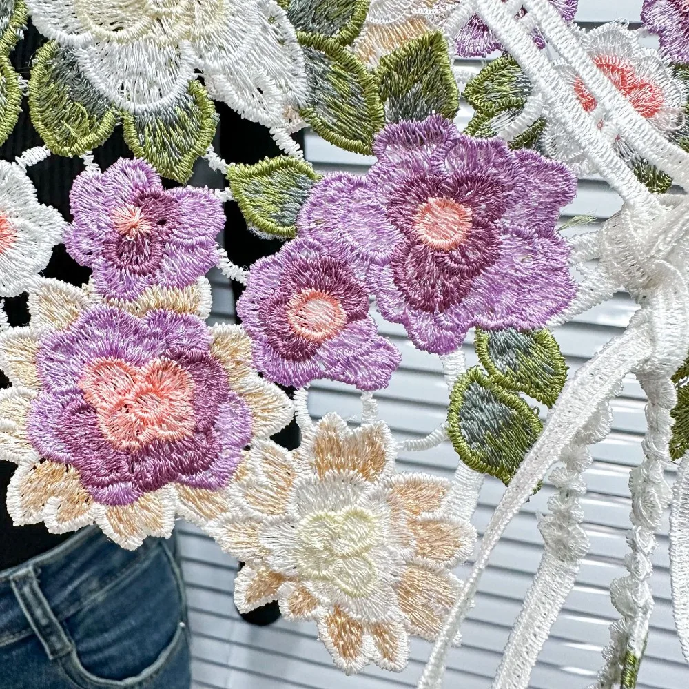 패션 자수 여성 레이스 칼라 가짜 칼라 칼라 휘장 분리형 셔츠 레이스 업 목도리 망토 가짜 거짓 칼라