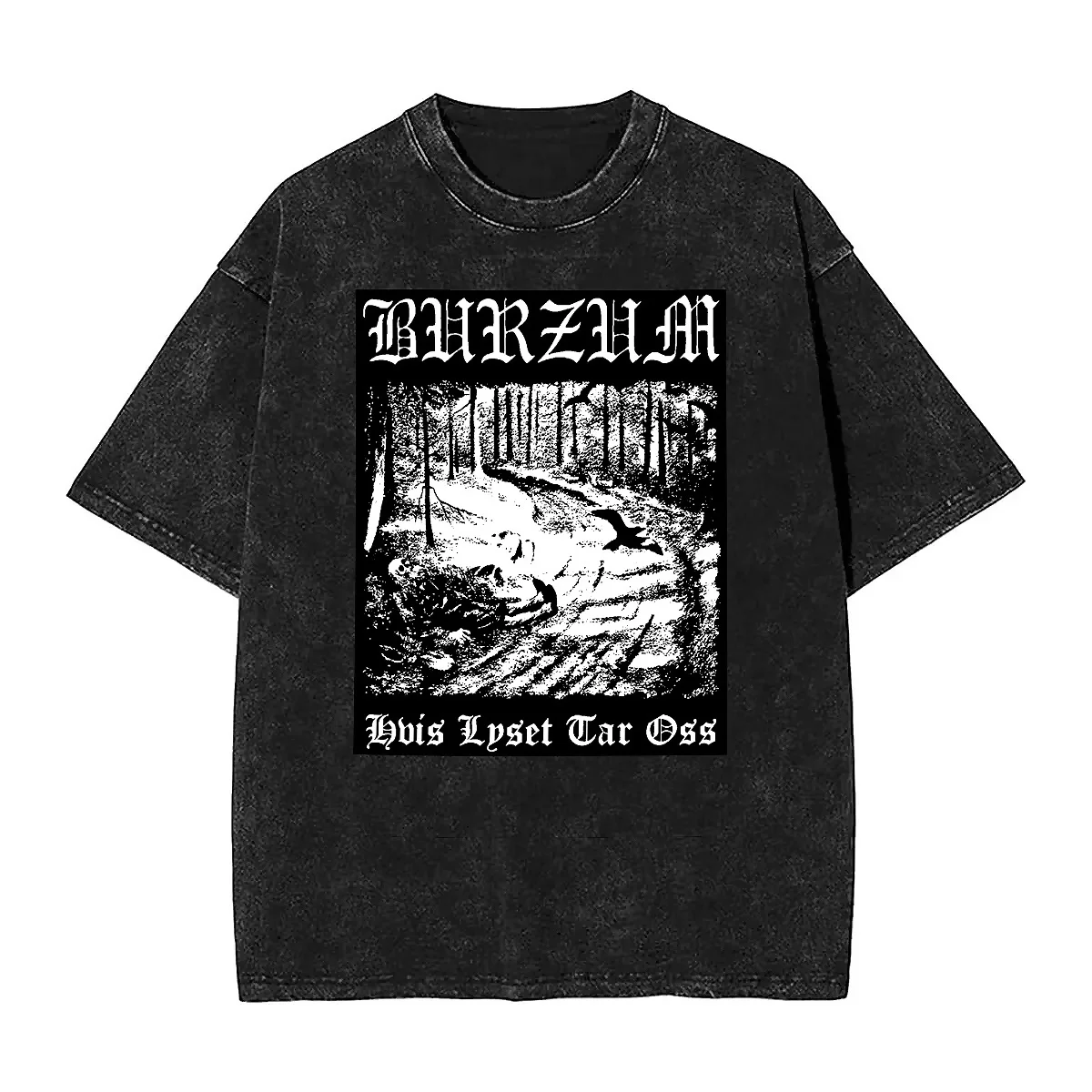 

Men T Shirt Burzum Blow The Trumpet Washed T Shirts Popular Black Metal Summer Tee Shirt Y2K Custom DIY Cotton Tops Gift Idea