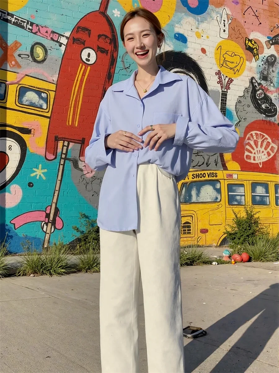 

Long Sleeve Women Outerwear Shirts Shirring Patchwork Color Block Panel Design Front Button Modern Streetwear Fashion Casual