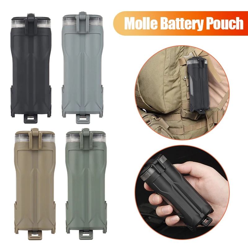 Tactical Battery Storage Box Waterproof Outdoor Tool Mini Battery Carry Case Portable Hunting MOLLE Airsoft Magazine Pouch