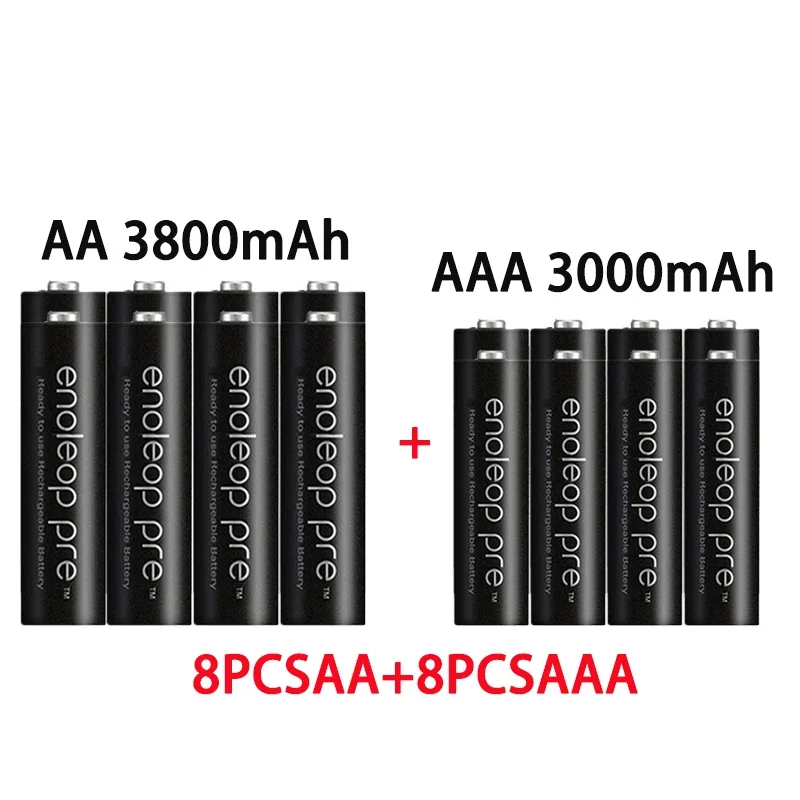 충전식 Ni MH 배터리, AA + AAA, AA 1.2V, 3800mah, 1.2V, AAA 3000mAh, 손전등 장난감 시계 MP3 플레이어 교체 Ni MH 배터리