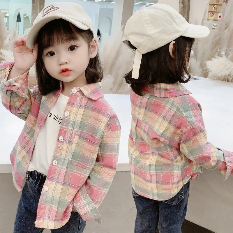 بلوزة بناتي جديدة موديل 2026 بأكمام طويلة لربيع وخريف الأطفال قميص أنيق للأطفال الصغار مع ملابس أطفال ناعمة من القطن المنقوش #3