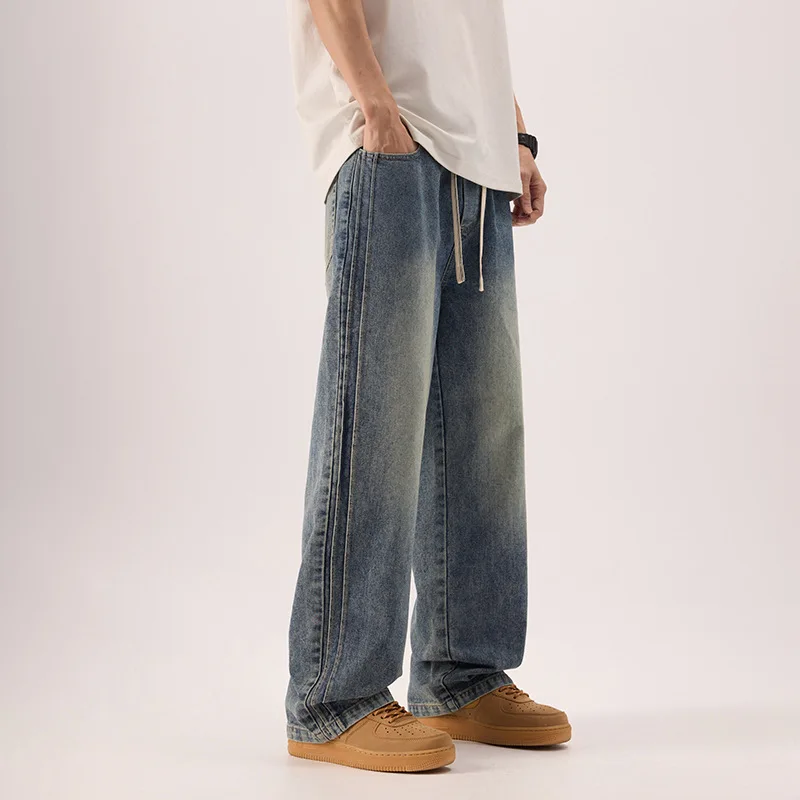 ฤดูใบไม้ผลิอเมริกัน High Street หลวมกางเกงยีนส์ขาตรงเยาวชนแฟชั่นโชว์แสดง High Tide แบรนด์ Retro Casual กางเกงขากว้าง