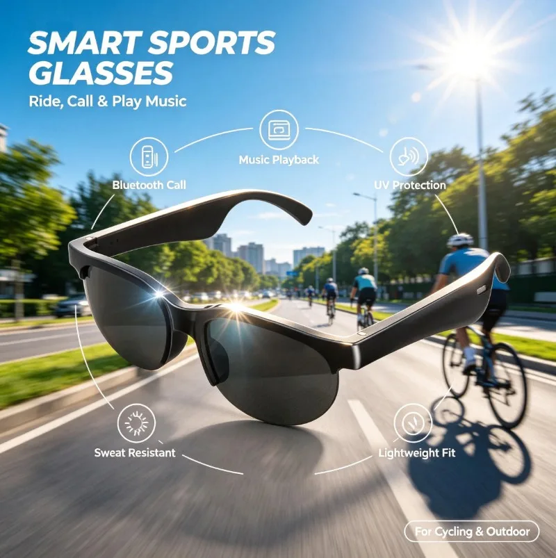 Smart Glasses Bluetooth Call Music Playback Touch Control Polarized Lens Outdoor Smart Sunglasses