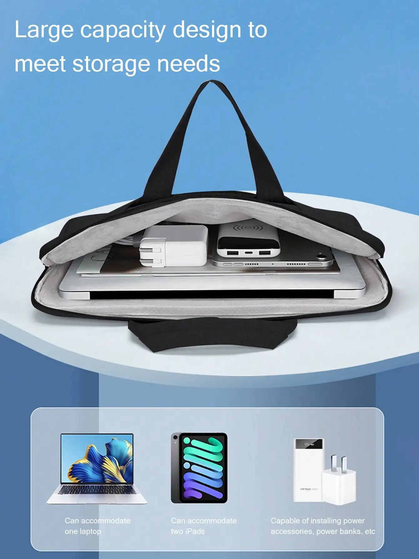 Business Laptop Bag Briefcase Waterproof Simple Portable Multifunctional Computer Sleeve Bag Two-In-One Laptop Bag