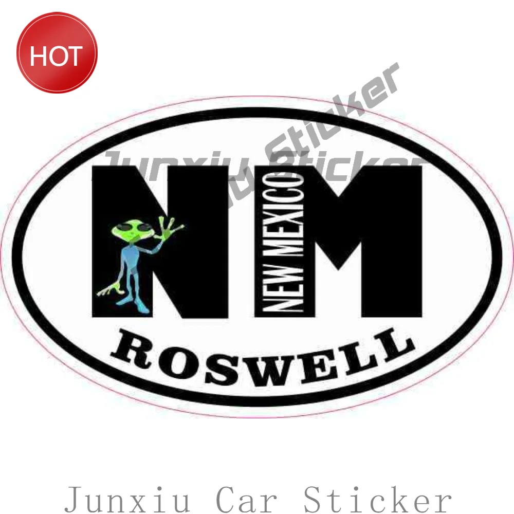Alien Oval NM Roswell New Mexico Sticker For Van Window And Laptop Space Theme Decal For Sci Fi Fans And Alien Art Collectors