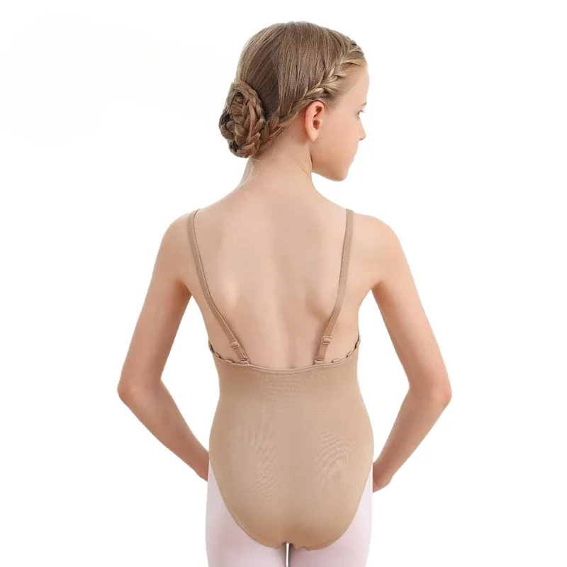 

Girl's Camisole Leotard With Adjustable Straps Transition Team Basic Nude Seamless Undergarment for Dance Ballet Gymnastics Kids